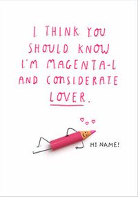 Magenta-l and Considerate Personalised Card