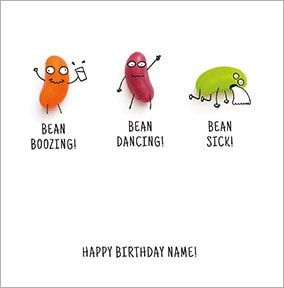 Bean Boozing Personalised Birthday Card