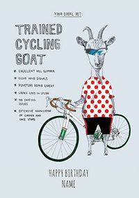 Trained Cycling Goat Personalised Card