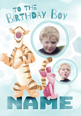 Multi Photo Tigger  Piglet Birthday Card