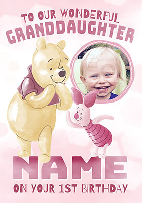 Pooh  Piglet Granddaughters 1st Birthday Card