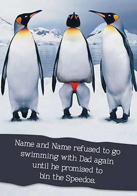 Penguin Speedos Father's Day Card - Emotional Rescue