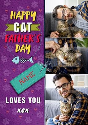 Happy Cat Father's Day Multi Photo Card