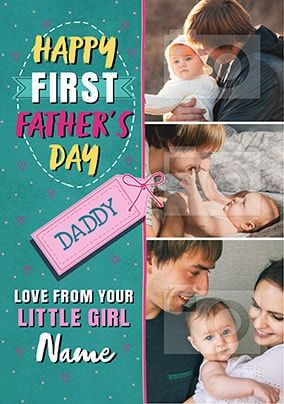 Little Girl First Father's Day Photo Card