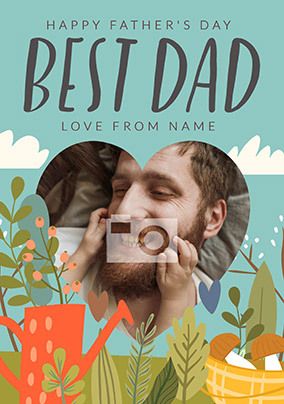 Best Dad Father's Day Gardening Photo Card