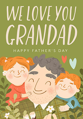 Grandad Dad I Love You Daddy Happy Father's Day Card Modern Style 