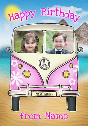 Driver's Seat - Birthday Card Girls Campervan