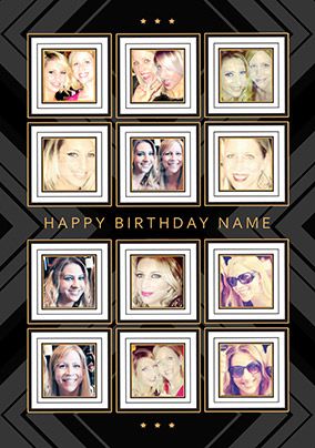 Glam Squad - Birthday Card 12 Photo Upload Portrait