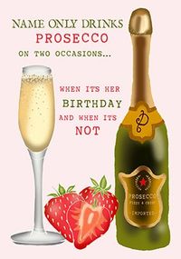 Prosecco Birthday Card - Drinks On Two Occasions