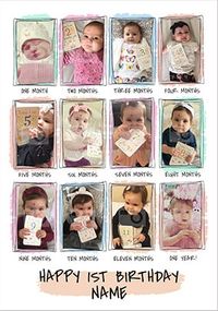 First Birthday Milestones Photo Card