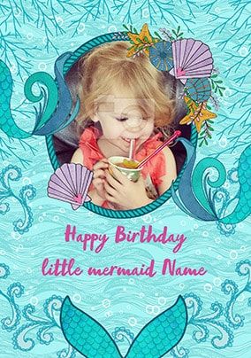 Happy Birthday Little Mermaid Photo Card