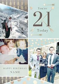 You're 21 Today Blue Multi Photo Card