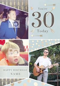 Tap to view You're 30 Today Blue Multi Photo Card