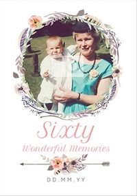 Tap to view Sixty - Wonderful Memories Photo Card
