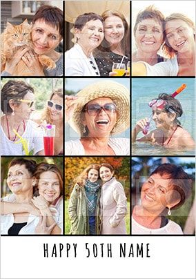 Happy 50th Multi Photo Birthday Card