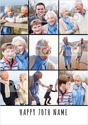 Happy 70th Multi Photo Birthday Card