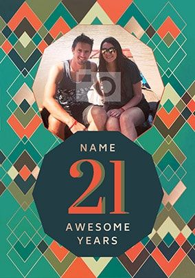 21 Awesome Years Male Photo Card