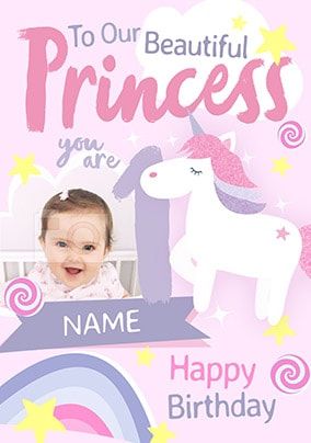 Beautiful Princess Photo Unicorn Card