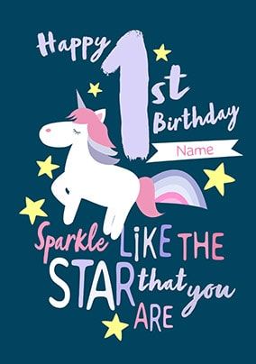 1st Birthday Personalised Unicorn Card