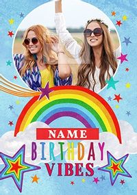 Tap to view Birthday Vibes Photo Upload Personalised Card