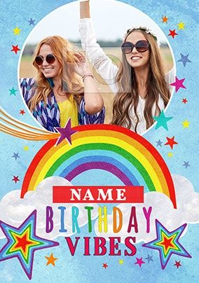 Birthday Vibes Photo Upload Personalised Card