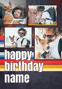 Four Photo Retro Birthday Card