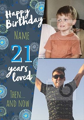 21 Years Loved Male Multi Photo Card