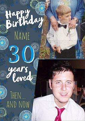 30 Years Loved Male Multi Photo Card