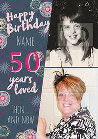 50 Years Loved Female Multi Photo Card