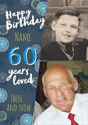 60 Years Loved Male Multi Photo Card
