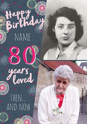 Tap to view 80 Years Loved Female Photo Birthday Card