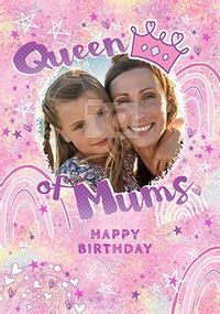 Queen of Mums Photo Birthday Card