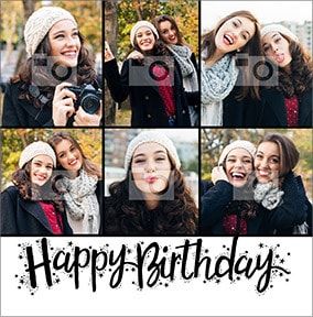 Happy Birthday Script Multi Photo Card