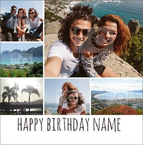 Happy Birthday Six Photo Upload Card