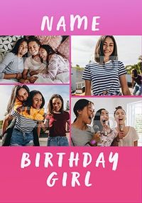 Birthday Girl Pink Multi Photo Card