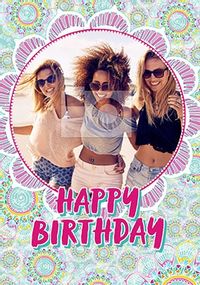 Tap to view Happy Birthday Circle Pattern Photo Card