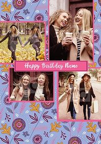 Multi Photo Autumnal Leaves Birthday Card