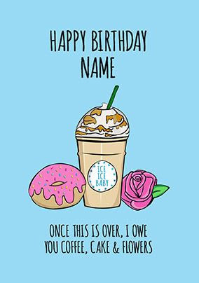 ZDISC - Birthday Coffee and Cake personalised Card