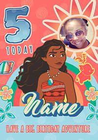 Tap to view Moana Age 5 Photo Birthday Card