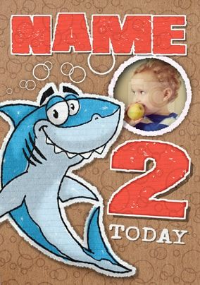 Doodles Shark Age 2 Personalised Card
