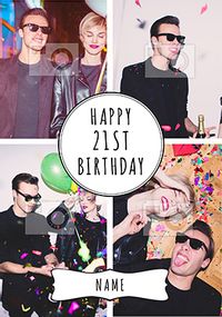 Tap to view Essentials - 21st Birthday Card 4 Photo Upload