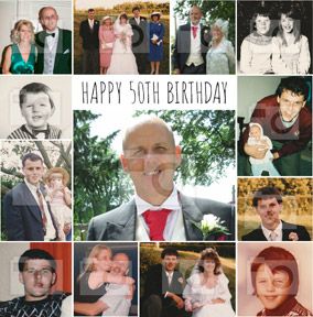 Essentials - 50th Birthday Card Multi Photo Upload