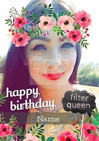 Flower Crown Photo Filter Birthday Card