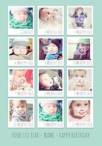 Tap to view Live Love Laugh Photo Upload Boy's 1st Birthday Card