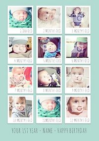 Live Love Laugh Photo Upload Boy's 1st Birthday Card