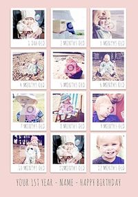 Tap to view Live Love Laugh Photo Upload Girl's 1st Birthday Card
