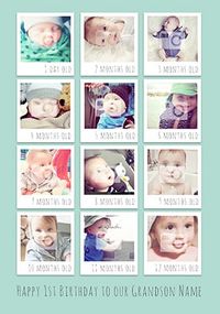 Tap to view Live Love Laugh Photo Upload Grandson 1st Birthday Card