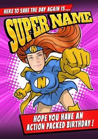 Super Hero Girls Photo Birthday Card