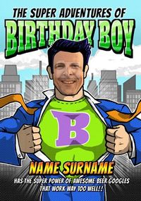 Tap to view Birthday Boy Super Hero Photo Card