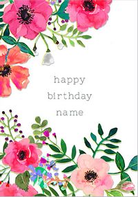 Neon Blush - Birthday Card White Bloom